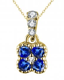 CLOVER STYLE COLORED STONE DIAMOND PENDANT (TP2497)